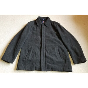 Mens Jacket-CHAPS RALPH LAUREN-charcoal wool blend lined overcoat zip front-L